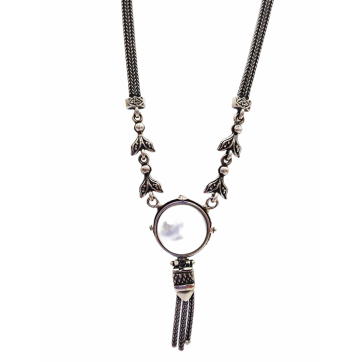 Moschos 925° silver necklace, chained with mother-of-pearl