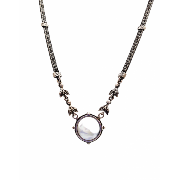 Moschos 925° silver necklace, chained with mother-of-pearl
