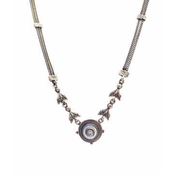 Moschos 925° silver necklace, chained with mother-of-pearl and zircon