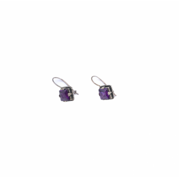 Moschos 925° silver earrings, with purple zircons