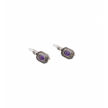 Moschos 925° silver earrings, studded with 'butterfly', with purple zircon