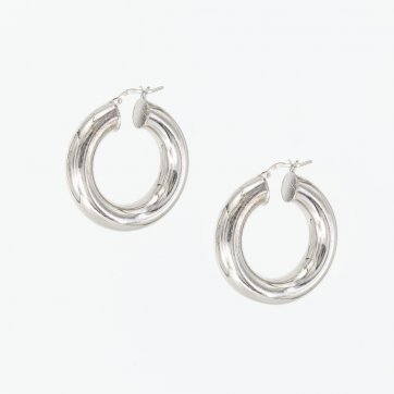 Moschos Ασημένιοι επιπλατινωμένοι κρίκοι 925° 