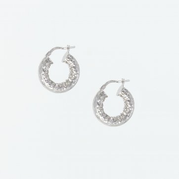 Moschos Ασημένιοι επιπλατινωμένοι σφυρήλατοι κρίκοι 925° 