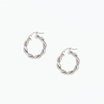 Moschos Ασημένιοι επιπλατινωμένοι σκαλιστοί κρίκοι 925° 