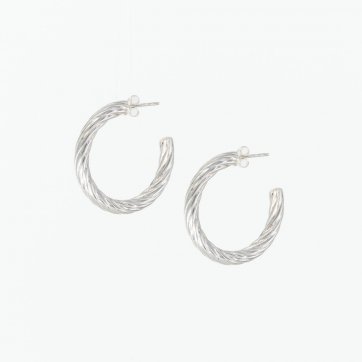 Moschos Ασημένιοι επιπλατινωμένοι «στριφτοί» κρίκοι 925°