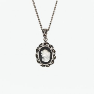 Moschos Ασημένιο μενταγιόν 925° μαρκασίτη με καμέο 